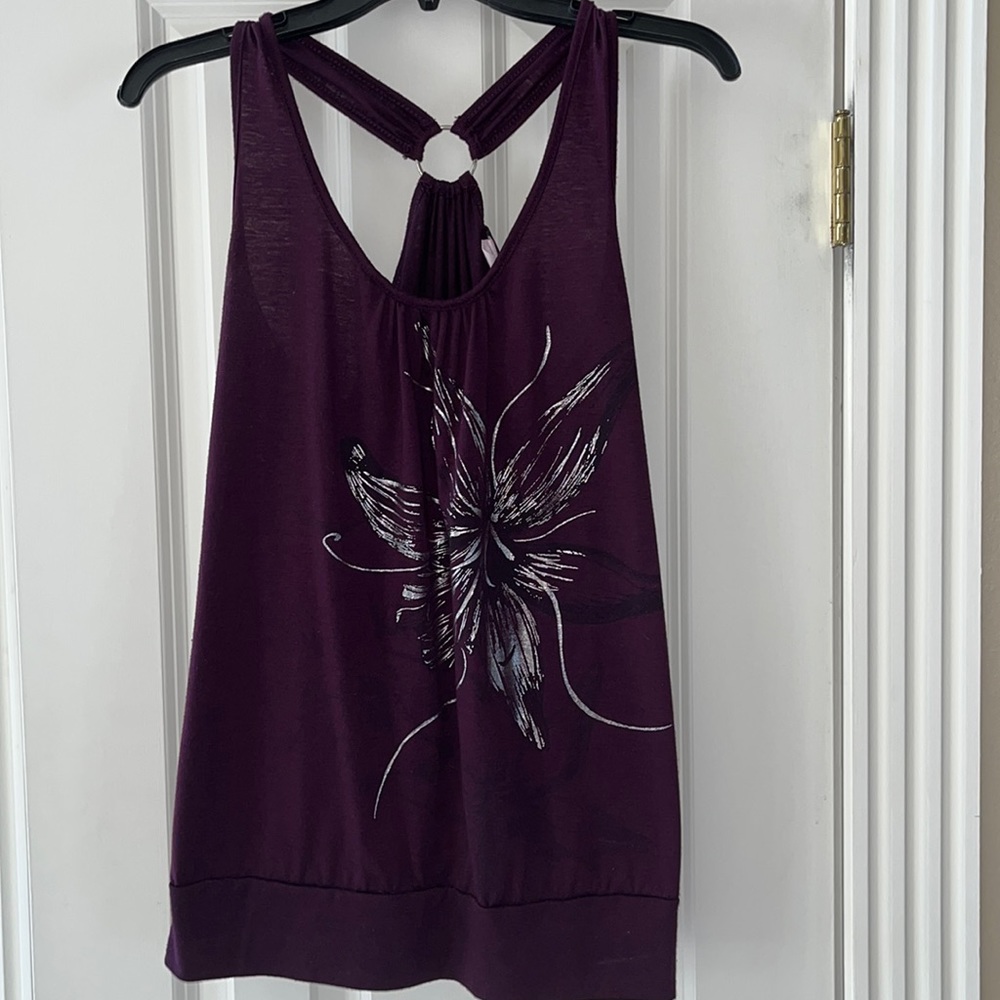 Ladies purple tank with silver flower
